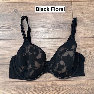 Victoria's Secret Angelight Full Coverage Bra - Black Floral 36C